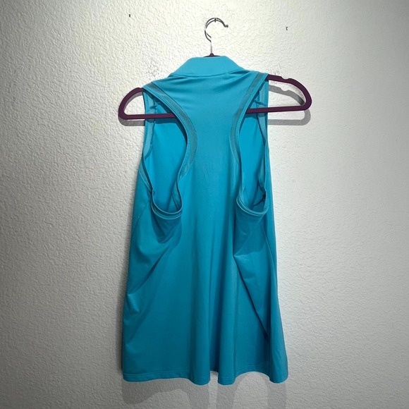 Adidas Golf Tank Top Womens XL Aqua Blue Stretch Racerback 1/4 Zip Performance - Picture 2 of 10